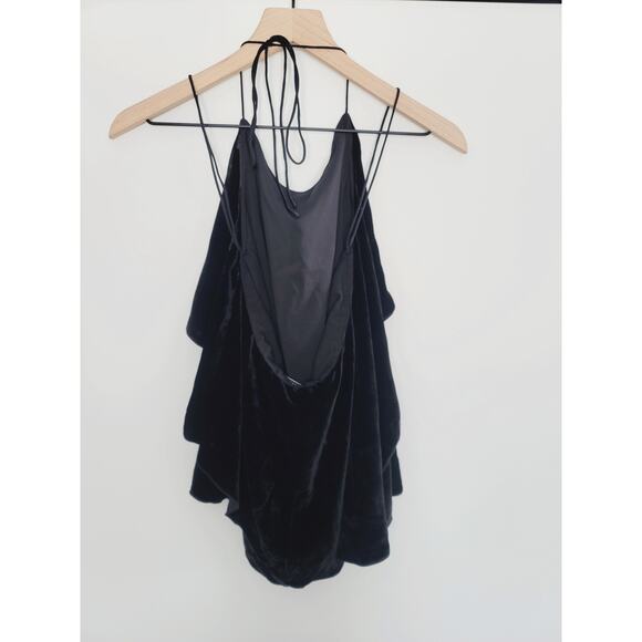 NWT Alice + Olivia Tiered Velvet Halter Top - Medium - Picture 6 of 10